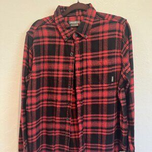 Eddie Bauer Men's Flannel Shirt Red Plaid Large